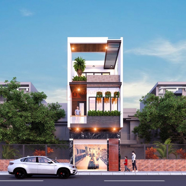 Ngắm nhìn mẫu nhà biệt thự 2 tầng rưỡi siêu hiện đại và sang trọng 1