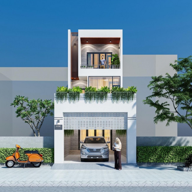 Ngắm nhìn mẫu nhà biệt thự 2 tầng rưỡi siêu hiện đại và sang trọng 2